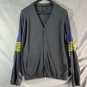 Oakley men’s XL Gray Cardigan with Striped Sleeves